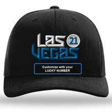 Load image into Gallery viewer, C112 - Black Snapback Trucker Cap - Lucky Number
