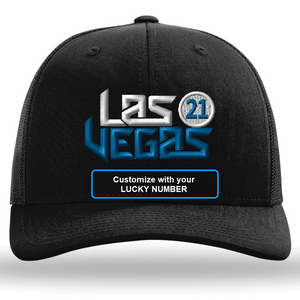 C112 - Black Snapback Trucker Cap - Lucky Number