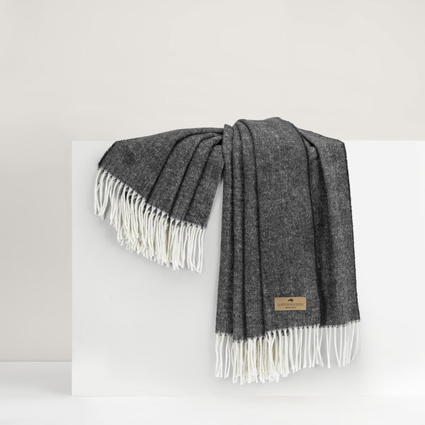 Graphite Italian Herringbone Throw Blanket