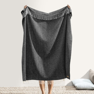 Graphite Italian Herringbone Throw Blanket